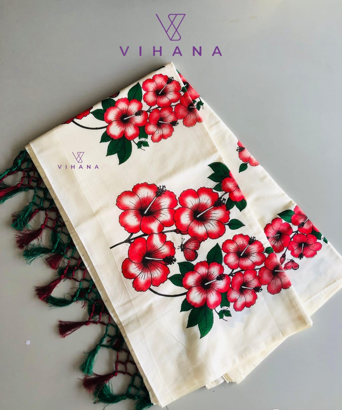 Kerala Set Saree with Chembarathi Poov Design