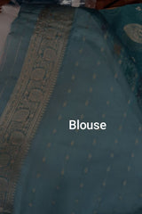 Pastel Teal Blue Cotton Blend Saree