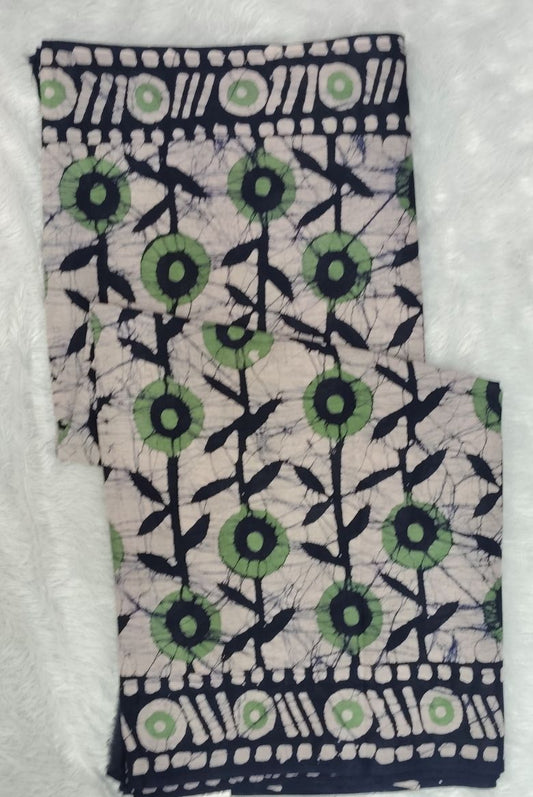 Premium Mul Mul Cotton Batik Hand Block Printed Saree