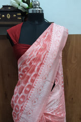Peach Spun Cotton Saree