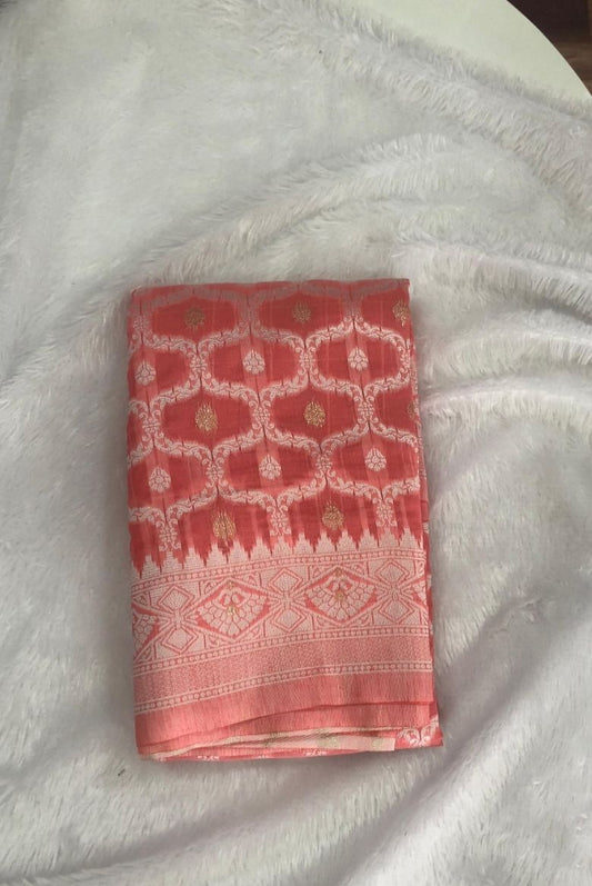 Peach Spun Cotton Saree