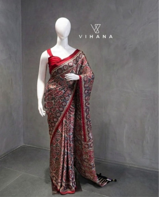 Premium Gajji Modal Silk Saree – Maroon Color-VS519