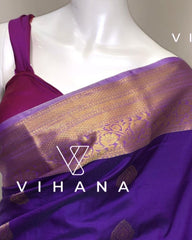 Royal Purple Soft Silk Saree With Lavender Contrast Border-VS278