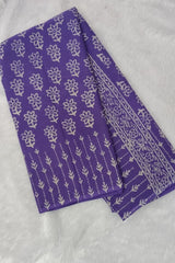 Calming Lavender Hand Block Printed Mulmul Cotton Saree