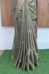 Pastel Green-Dusty Mouve Bhagalpuri Silk Saree
