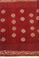 Dark Red Kota Silk Katwar Batik Print Saree