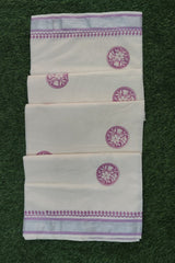 Traditional Cotton Set Saree with Lavender Floral Prints