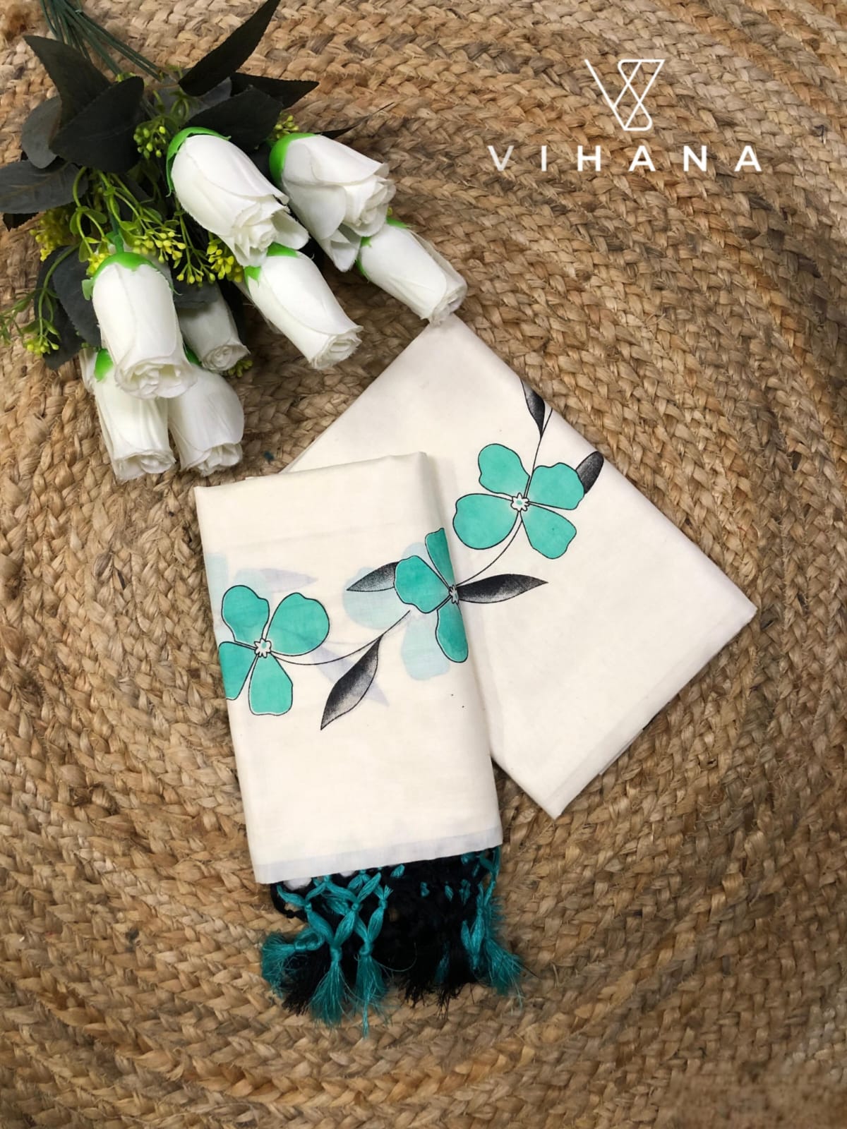 Kerala Set Mundu Off White Color Floral Print-VS479
