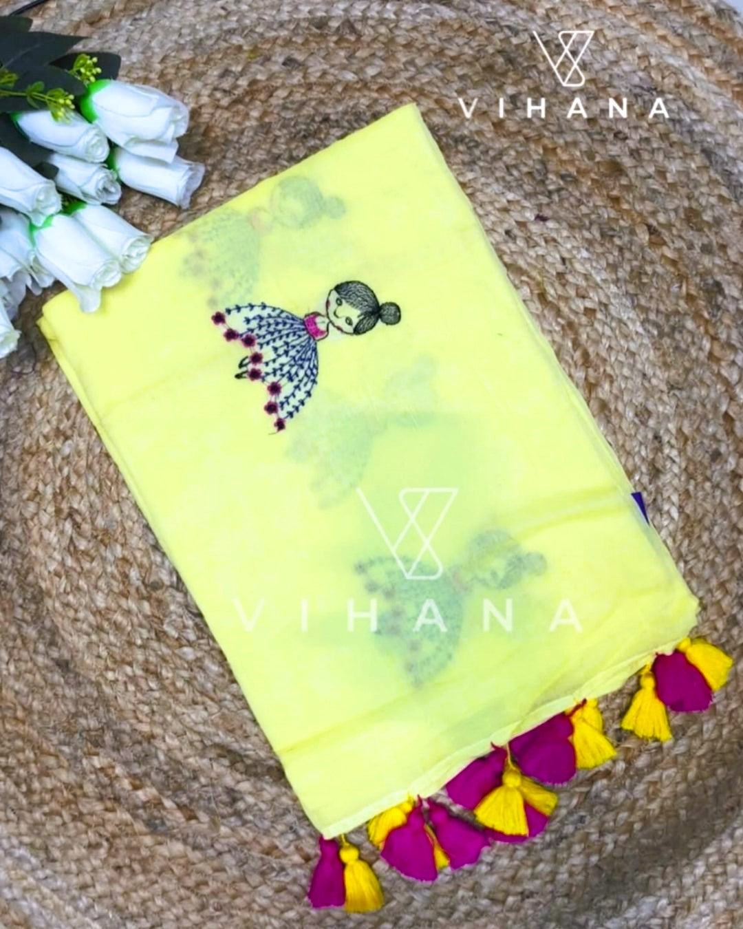 Mul Cotton Mustad Yellow Saree - VS459