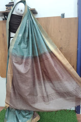 Pastel Teal-Blue Bhagalpuri Silk Saree