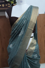 Pastel Teal-Blue Bhagalpuri Silk Saree