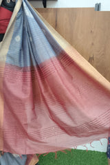 Blueish Grey Bhagalpuri Silk Saree
