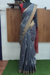 Blueish Grey Bhagalpuri Silk Saree