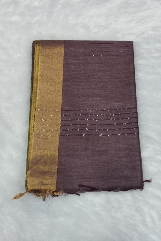 Pastel Green-Dusty Mouve Bhagalpuri Silk Saree