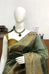Green Banarasi silk saree