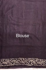 Dark Wine Kota Silk Katwar Batik Print Saree