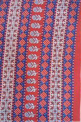 Classic Blue with Traditional Floral Printed Mulmul Cotton Saree