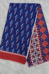 Classic Blue with Traditional Floral Printed Mulmul Cotton Saree