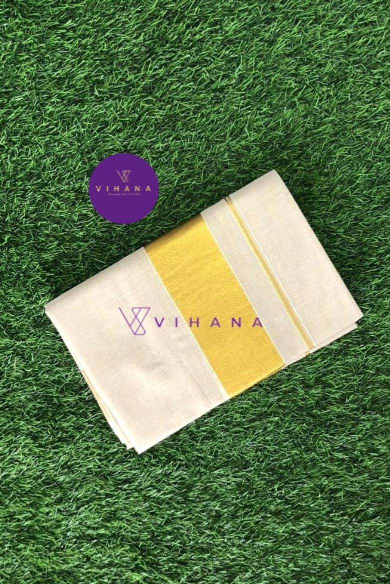 Kerala Tissue set Saree Golden Kasavu Border