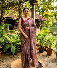 Premium Gajji Modal Silk Saree – Maroon Color-VS519