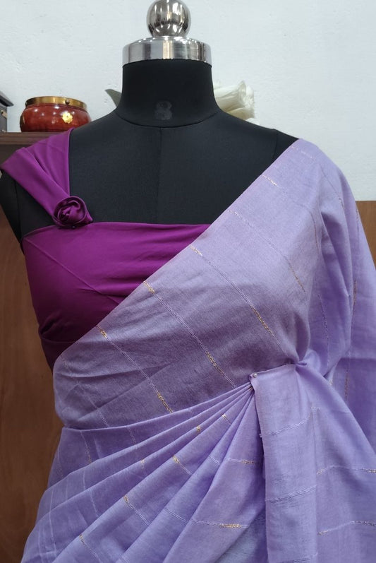Bhagalpuri Kota Semi Tussar Lavender Capsule Weaving Saree
