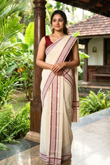 Kerala Cotton Set Mundu with Wave Pattern