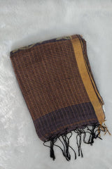 Grey Linen Cotton Jamdhani Weave Saree
