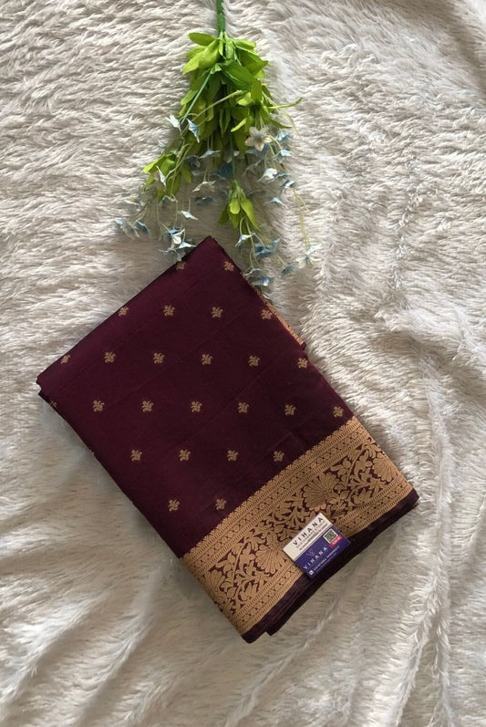 Premium Pure Handloom Cotton Saree Purple and Gold Elegance