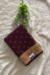 Premium Pure Handloom Cotton Saree Purple and Gold Elegance