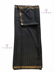 Tussar Silk Saree Black Color-VS530