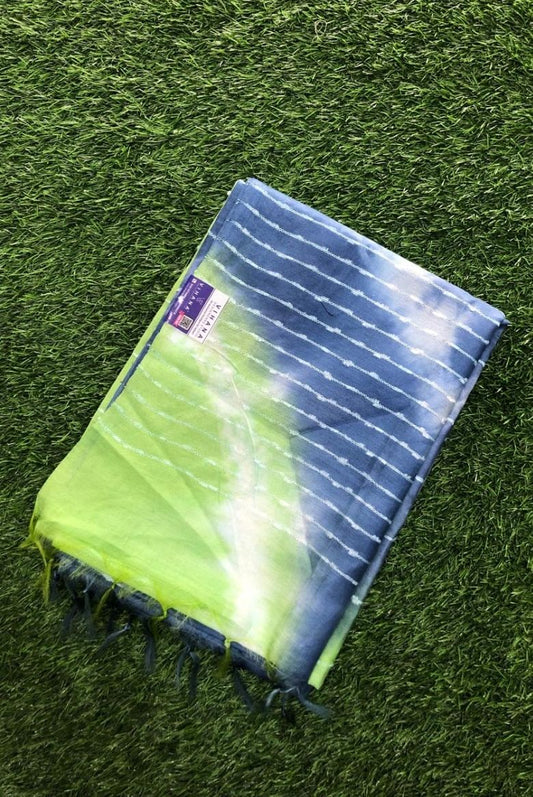 Opulent Blue-Green Kota Semi Tussar Bandini Tie & Dye Saree