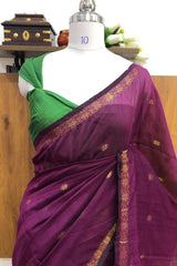 Innovative Dark Wine Maheswari Silk Cotton Saree