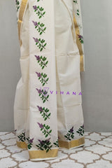 Kerala Cotton Set Mundu With Thulasi Kathir Prints