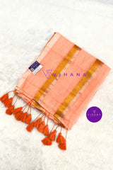 Orange 120 Count Pure Mulcotton Saree