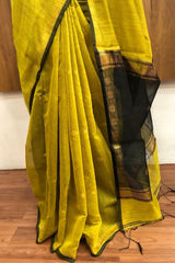 Warm Olive Green Maheswari Silk Cotton Saree