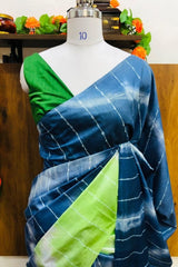 Opulent Blue-Green Kota Semi Tussar Bandini Tie & Dye Saree