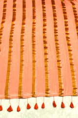 Orange 120 Count Pure Mulcotton Saree