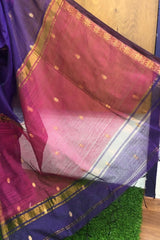 Rich Violet Maheswari Silk Cotton Saree