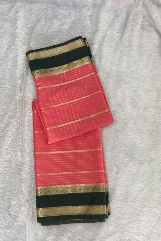 Pink Semi Mysore Silk Saree