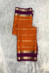 Orange Semi Mysore Crepe Silk Saree