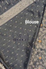 Greyish Blue colured Banarasi Silk Saree
