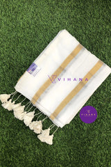 White 120 Pure Mulcotton Saree
