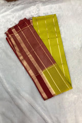 Yellow Green Semi Mysore Silk Saree