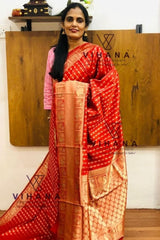 Red Banarasi Semi Silk Saree
