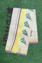 Kerala Golden Tissue Set Saree with Thulasikathir Printed Designs