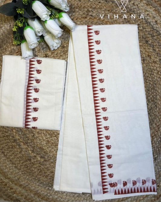 Kerala Cotton Off White Color Set Mundu -VS492