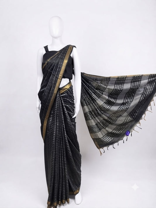 Tussar Silk Saree Black Color-VS530
