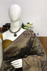 Greyish Blue colured Banarasi Silk Saree