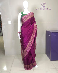 Semi Modal Silk Saree Magenta Color-VS286