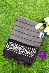 Dark Wine Kota Silk Katwar Batik Print Saree